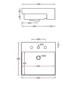 Раковина Artceram Quadro 50 QUL004 01 00 белая купить в интернет-магазине Sanbest