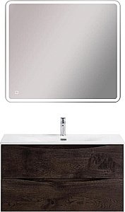 Тумба с раковиной BelBagno MARINO-CER-N-900-2C-SO-RNG-P Rovere Nature Grigio для ванной в интернет-магазине Sanbest