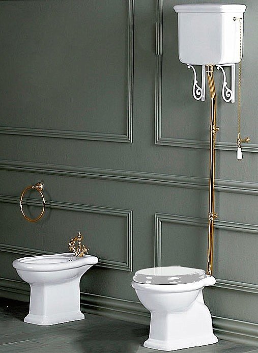 Унитаз SIMAS Lante LA01 с высоким бачком, белый/золото купить в интернет-магазине Sanbest