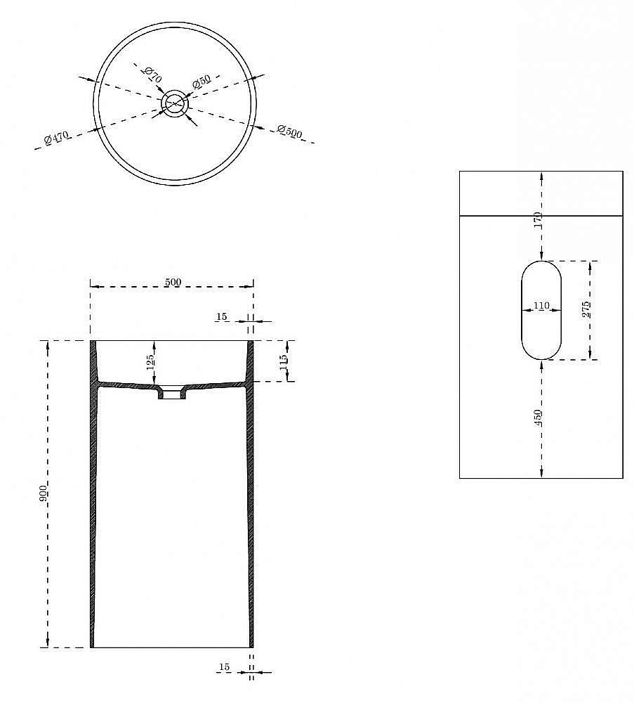 Раковина напольная NT Bagno Verona 50 NT405 белая матовая купить в интернет-магазине Sanbest
