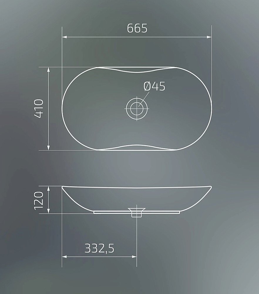 Раковина накладная Gid Lago 66,5 Bm9175 53333 черная матовая купить в интернет-магазине Sanbest