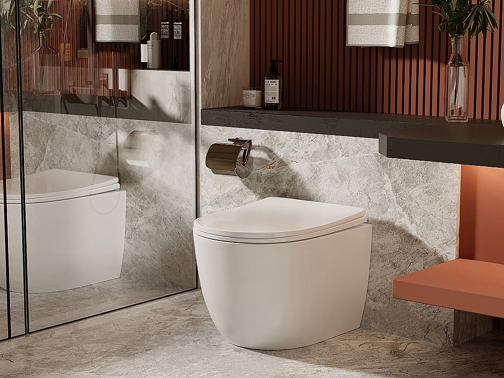 Унитаз ABBER Bequem AC1111 с крышкой микролифт, безободковый купить в интернет-магазине Sanbest