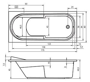 Ванна акриловая Riho Columbia 175x80 купить в интернет-магазине Sanbest