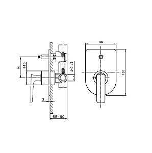 Смеситель для ванны встраиваемый WONZON & WOGHAND SHARK, Хром (WW-483700-CR) купить в интернет-магазине сантехники Sanbest