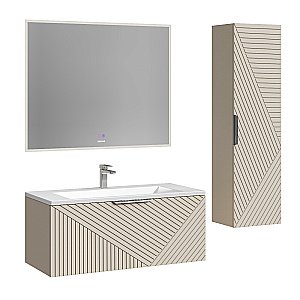 Тумба с раковиной подвесная Grossman БЛИСС 100 с 1 ящ, бежевая матовая для ванной в интернет-магазине Sanbest