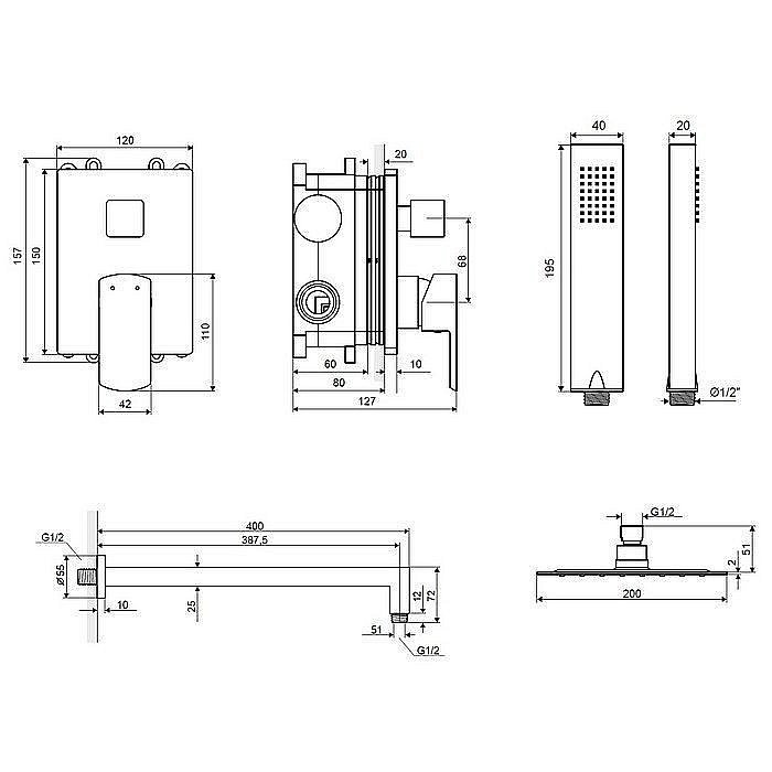 Душевая система Excellent Pride 4045 хром купить в интернет-магазине сантехники Sanbest