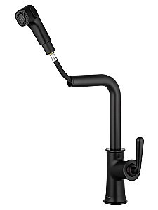 Смеситель для кухни с выдвижным изливом WONZON & WOGHAND, Черный матовый (WW-88439008A-MB) купить в интернет-магазине сантехники Sanbest