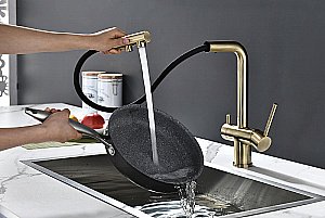 Смеситель для кухни Paulmark Serpentine Se213222-BR бронза купить в интернет-магазине сантехники Sanbest