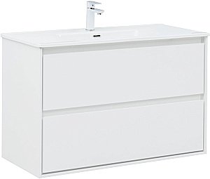 Тумба с раковиной Aquanet Милан 336370/254365 100 белый глянец для ванной в интернет-магазине Sanbest