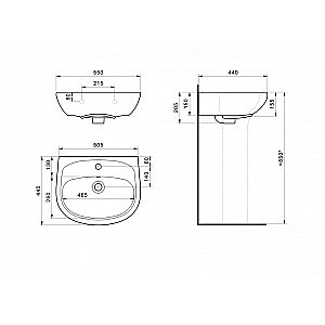 Раковина Santek Анимо 55 1.WH11.0.502 на пьедестале белая купить в интернет-магазине Sanbest