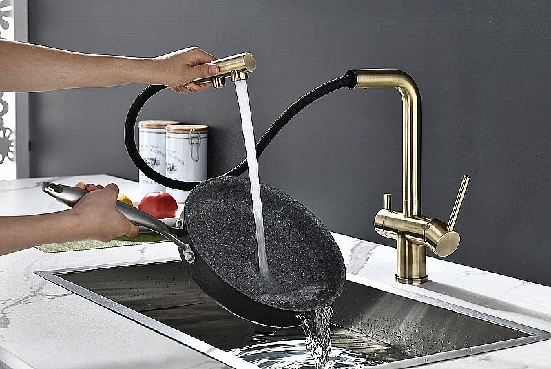 Смеситель для кухни Paulmark Serpentine Se213222-BR бронза купить в интернет-магазине сантехники Sanbest