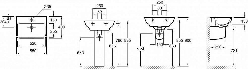 Раковина Jacob Delafon STRUKTURA 55 EGE112-00 белая купить в интернет-магазине Sanbest