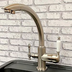 Смеситель для кухни Milacio Castellon Ceramic MC.513.SN сатин купить в интернет-магазине сантехники Sanbest