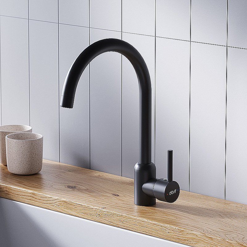 Смеситель для кухни Dorff Logic D3007022 черный матовый купить в интернет-магазине сантехники Sanbest
