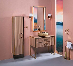 Пенал Armadi Art Monaco капучино с золотом для ванной в интернет-магазине сантехники Sanbest