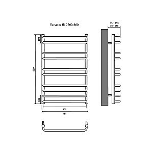 Полотенцесушитель Aquatek Пандора П10 500х800 AQ RRС1080BL черный муар купить в интернет-магазине сантехники Sanbest