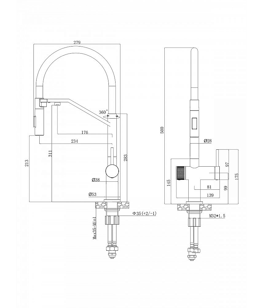 Смеситель для кухни Agger Elegant A3241444 черный матовый купить в интернет-магазине сантехники Sanbest