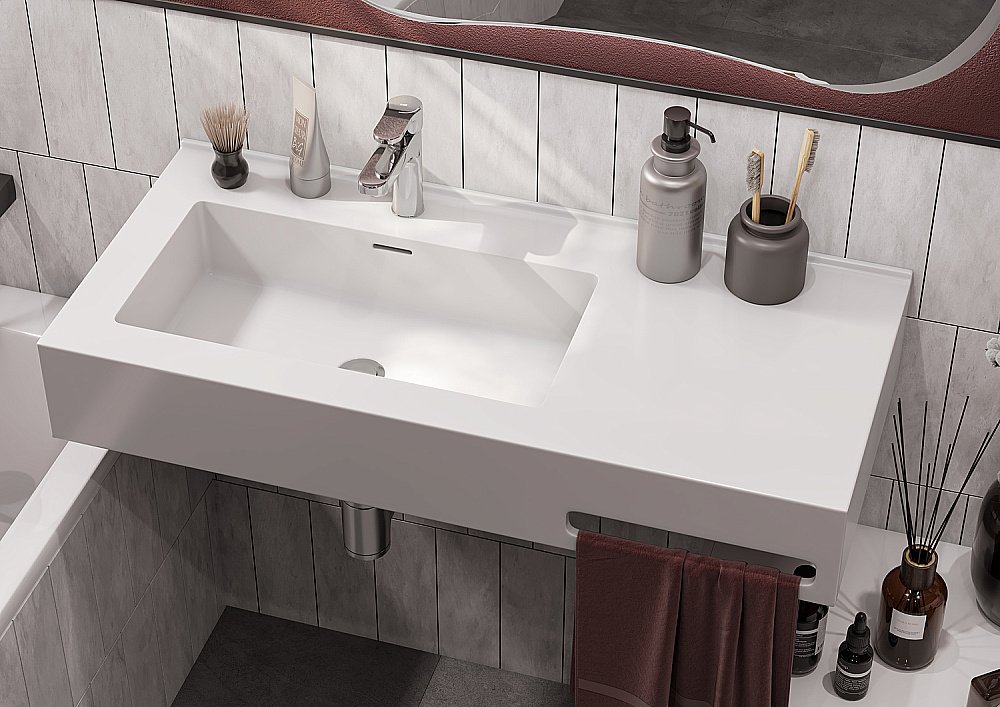 Раковина Акватон Квадро Про 100 1A733231QA01R белая купить в интернет-магазине Sanbest