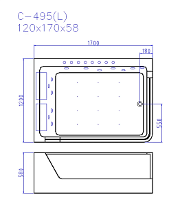 Акриловая ванна CeruttiSpa C-495L 170x120 купить в интернет-магазине Sanbest