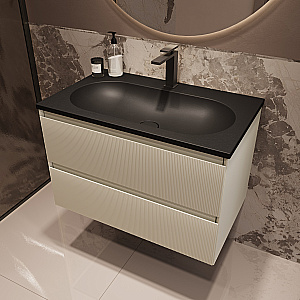 Тумба с раковиной Vincea Welle 80 VMC-2WL800MBG/VCB-4H800A бежевая матовая/раковина антрацит для ванной в интернет-магазине Sanbest