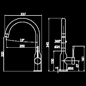 Смеситель для кухни Elghansa Kitchen 56B2026-Steel нержавеющая сталь купить в интернет-магазине сантехники Sanbest