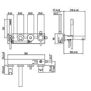 Смеситель для ванны Gattoni Circle One 9005/90C0 купить в интернет-магазине сантехники Sanbest