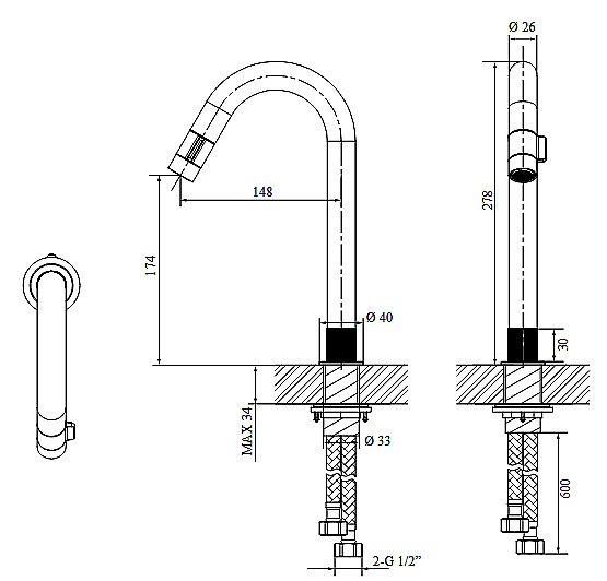 Смеситель для раковины Orans 1120TS оружейная сталь купить в интернет-магазине сантехники Sanbest