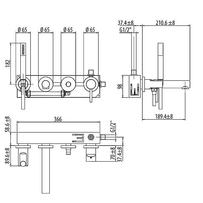 Смеситель для ванны Gattoni Circle One 9005/90C0 купить в интернет-магазине сантехники Sanbest