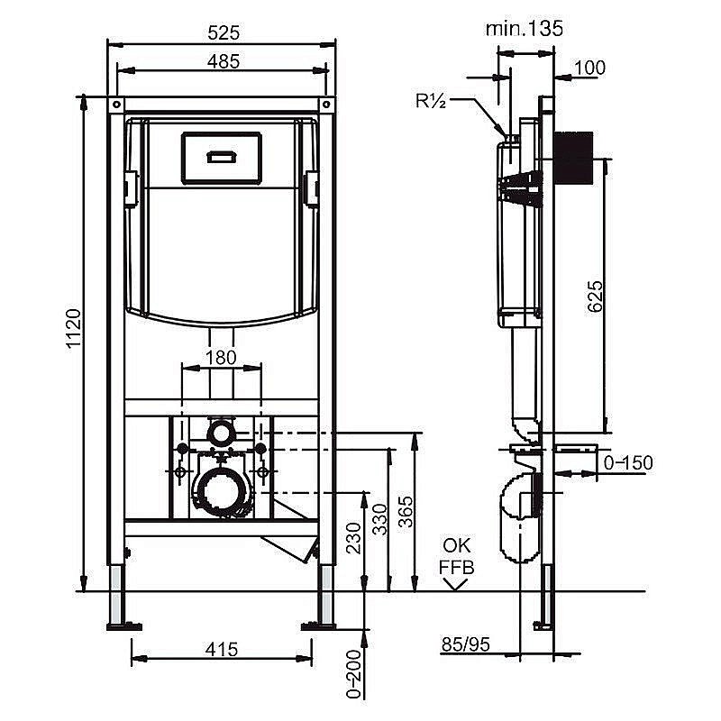 Инсталляция для подвесного унитаза Villeroy&Boch ViConnect 92246100 купить в интернет-магазине сантехники Sanbest