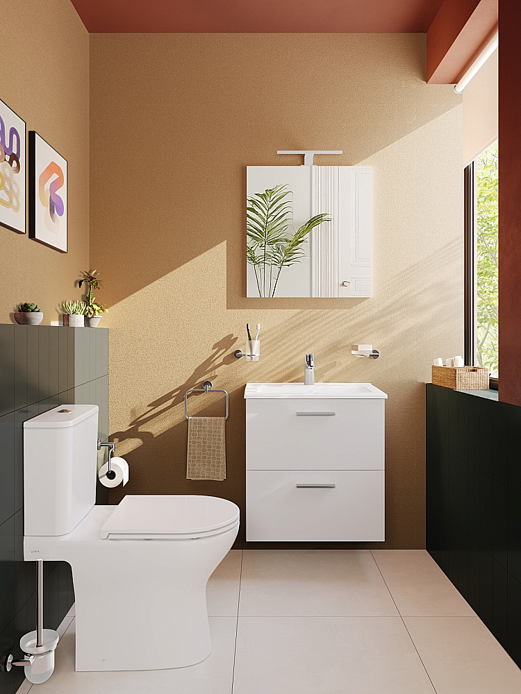Унитаз-компакт VitrA M50 9889B003-7200 безободковый, смыв торнадо, с бачком, с сиденьем микролифт, белый купить в интернет-магазине Sanbest