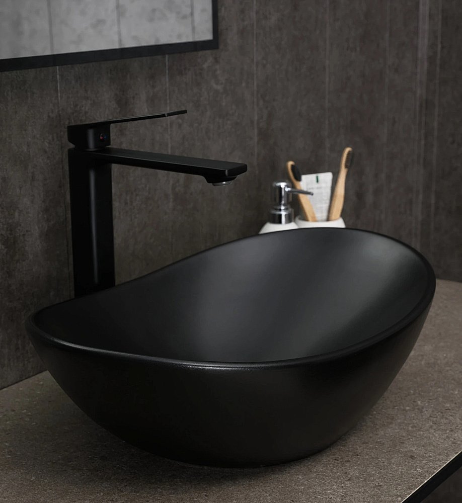 Раковина накладная Gid Lago 48 Bm9133 53352 черная матовая купить в интернет-магазине Sanbest