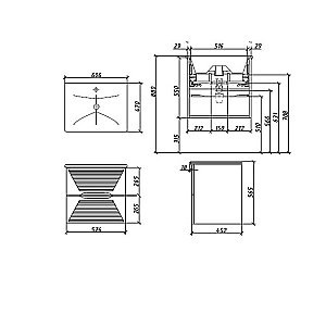 Тумба с раковиной Caprigo Modo-Terza 60 с интегрированной ручкой, цвет на выбор/эмаль для ванной в интернет-магазине Sanbest