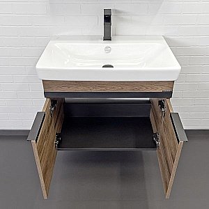 Тумба с раковиной Comforty Соло 00-00010978 70 дуб тёмно-коричнвый для ванной в интернет-магазине Sanbest