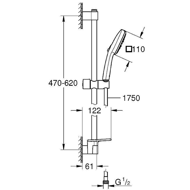 Душевой гарнитур Grohe Tempesta Cube 110 27929003 хром купить в интернет-магазине сантехники Sanbest