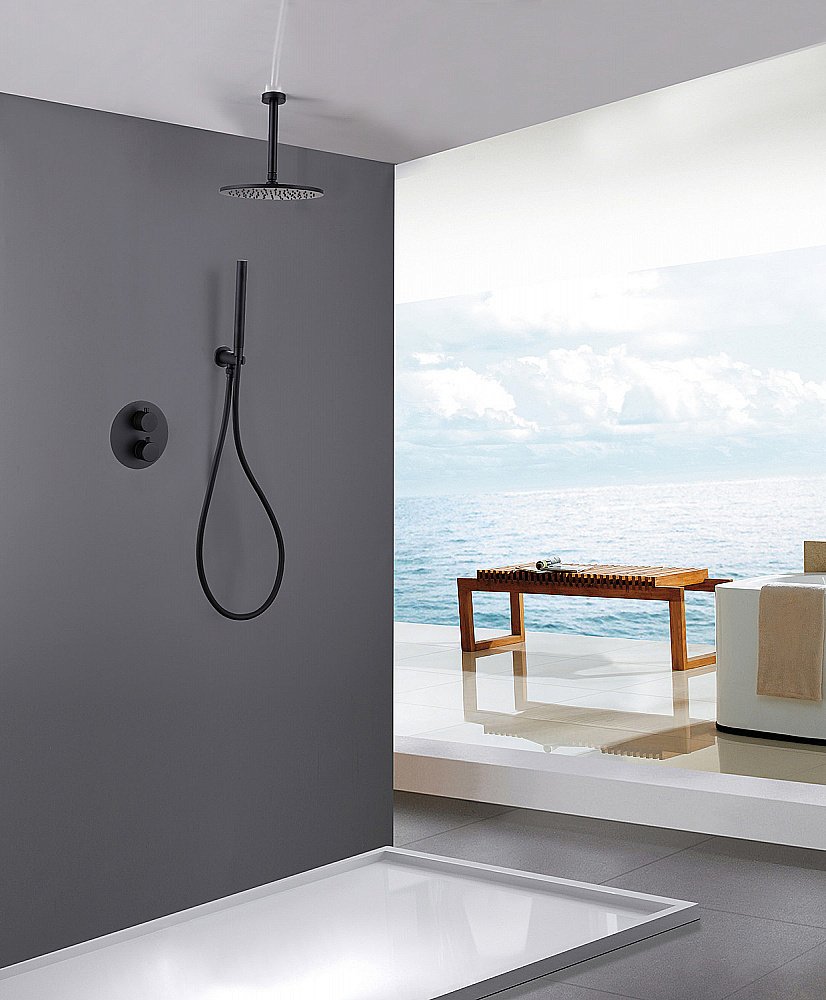 Душевая система ABBER Wasser Kreis AF8121B черная матовая купить в интернет-магазине сантехники Sanbest