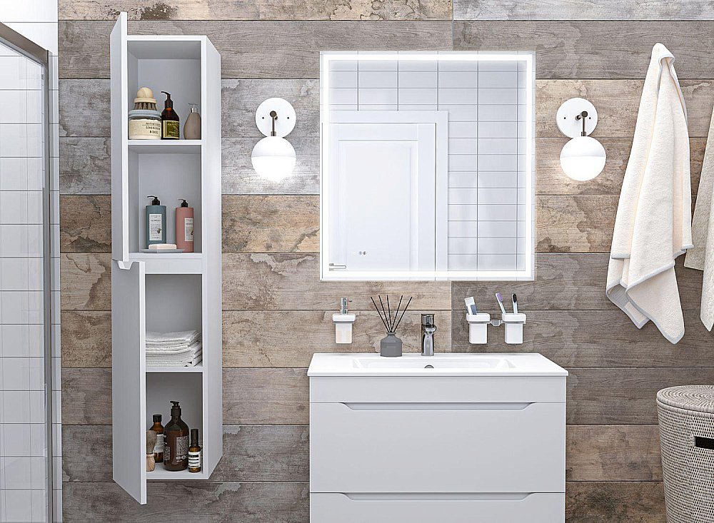 Пенал Aquanet Практика 330461 30 белый матовый для ванной в интернет-магазине сантехники Sanbest