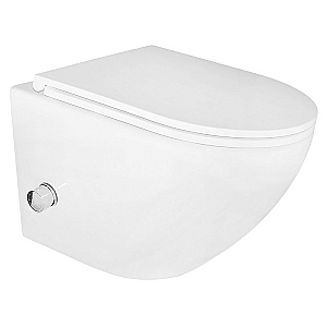 Унитаз подвесной с функцией биде Azario Grado AZ-046E-NR белый, безободковый, с крышкой микролифт купить в интернет-магазине Sanbest