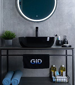 Раковина накладная Gid Geometrico 50 BL1302 53347 черная купить в интернет-магазине Sanbest