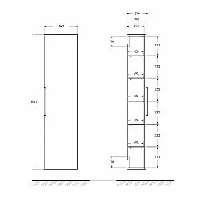Колонна подвесная Cezares PREMIUM 55597 Plisse Nero opaco для ванной в интернет-магазине сантехники Sanbest