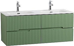 Тумба с раковиной Cezares DUET-N 120 DUET-N-1200-4C-SO-2-PS-P фисташковый софт для ванной в интернет-магазине Sanbest