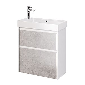 Тумба с  раковиной подвесная/напольная Dreja SLIM 65 белый глянец/бетон для ванной в интернет-магазине Sanbest