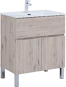Тумба с раковиной Aquanet Алвита New 303902 70 дуб веллингтон/белый для ванной в интернет-магазине Sanbest