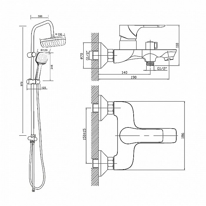 Душевая система Orange Aristo M19-944w белый купить в интернет-магазине сантехники Sanbest