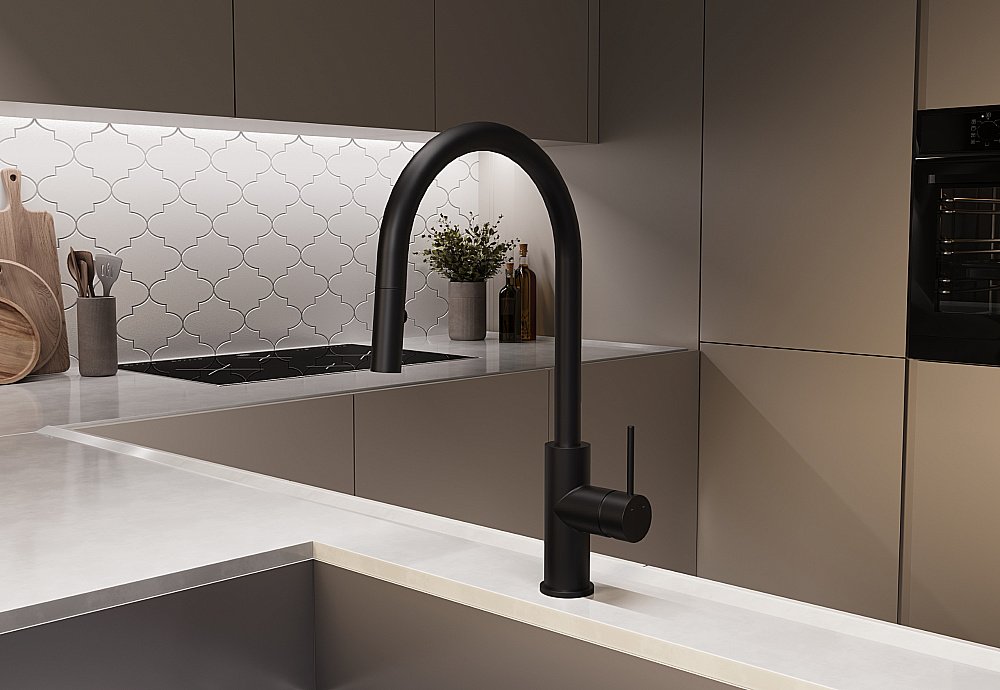 Смеситель для кухни Vincea City VKF-2C1MB черный матовый купить в интернет-магазине сантехники Sanbest