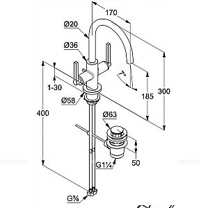 Смеситель для раковины Kludi Nova Fonte Puristic 201183915 черный купить в интернет-магазине сантехники Sanbest