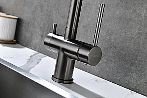 Смеситель для кухни Paulmark Serpentine Se213222-GM вороненая сталь купить в интернет-магазине сантехники Sanbest