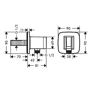 Подключение для шланга Hansgrohe FixFit Q 26887340 шлифованный черный хром купить в интернет-магазине сантехники Sanbest