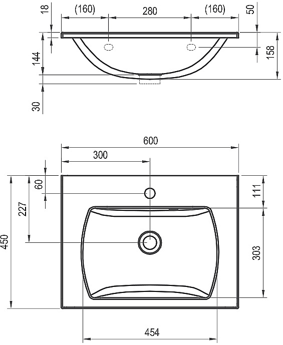 Раковина Ravak Classic Slim XJX01160004 белый купить в интернет-магазине Sanbest