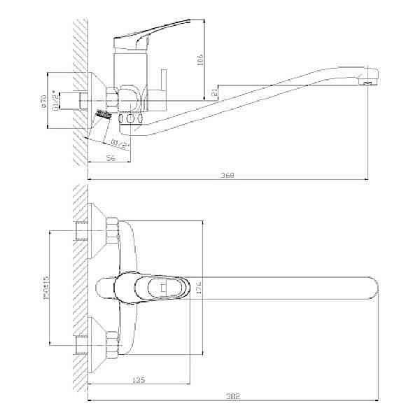 Смеситель для ванны Rossinka A A35-34 купить в интернет-магазине сантехники Sanbest