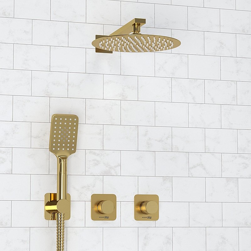 Душевая система WasserKRAFT Schunter 8200 SET2836 золото матовое купить в интернет-магазине сантехники Sanbest